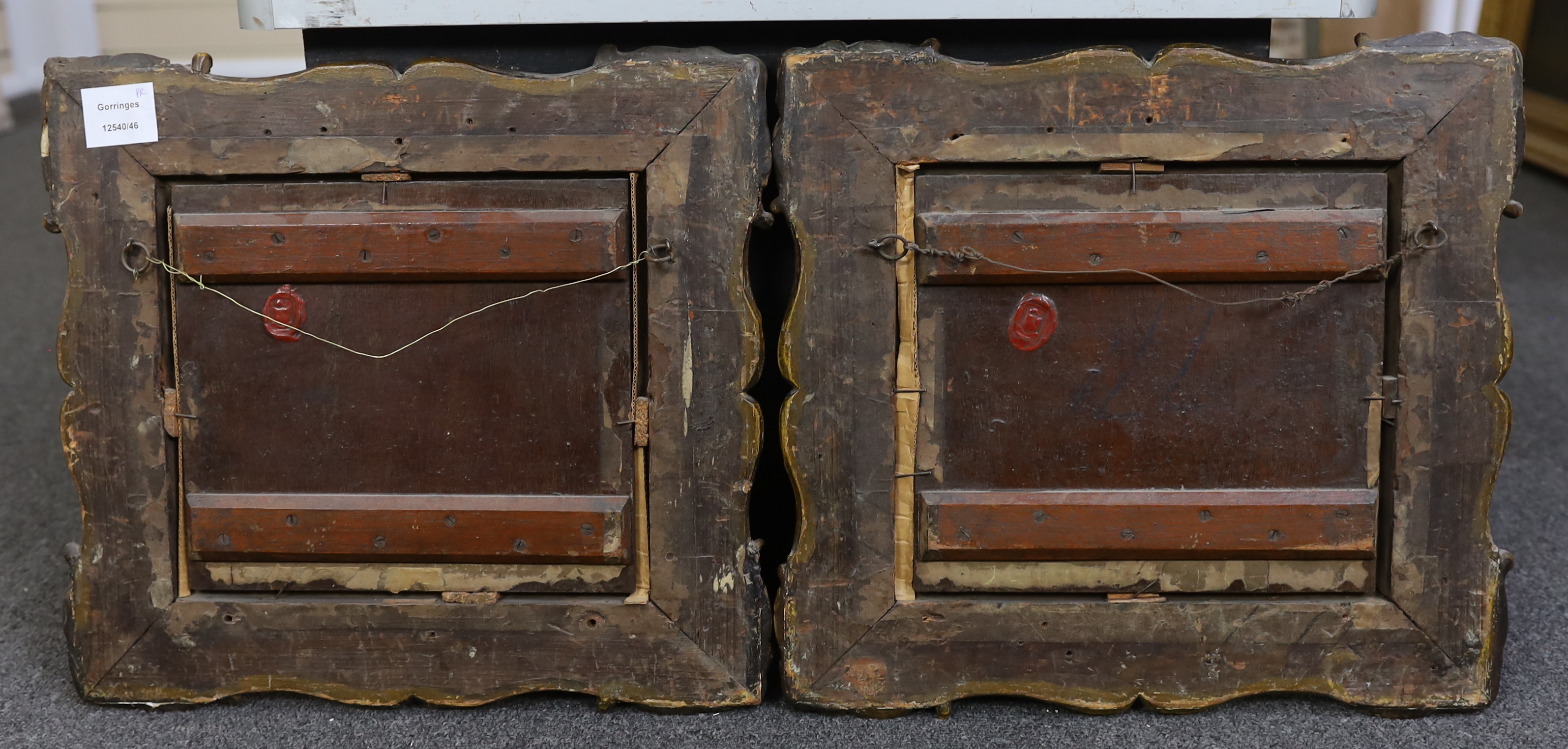 Johannes Engel Masurel (Dutch, 1826-1915), Still lifes of a Copper kettle and vegetables and Dead game in a pantry, oils on wooden panel, a pair, 22 x 24.5cm